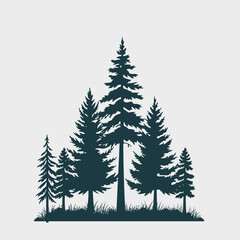 Pine Tree Forest Silhouette and Illustration Set with Woodland Backgrounds, Scenic Landscapes and Outdoor Nature Vector Elements for Graphic and Commercial Use