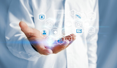 Doctor with Medical Technology Icons