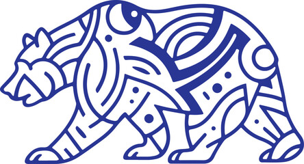 Bold Tribal Geometric Bear Line Emblem
