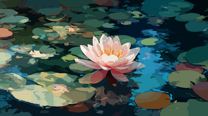 pink water lily in pond