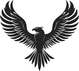 Fototapeta premium Eagle silhouette sketch, hand drawn style with wings spread wide. Vector illustration