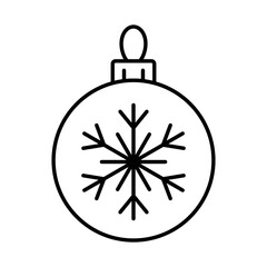 An illustration of a black Christmas tree ball icon on a white background