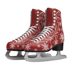 Red Ice Skates with Snowflake Design Winter Sports Gear