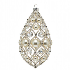Elegant Crystal and Pearl Christmas Tree Ornament