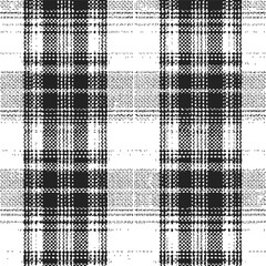 Plaid pattern sketch, hand drawn black and white seamless textile background. Vector illustration