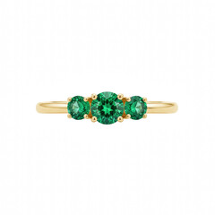 Gold Ring with Three Green Gemstones Elegant Jewelry