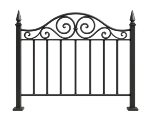 Wrought iron garden fence for residential use, safeguarding children from ponds.