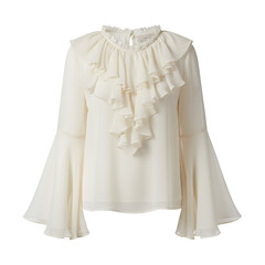 White Ruffled Bell Sleeve Blouse Elegant Women’s Top
