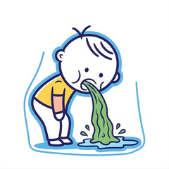 kid is vomiting vector design