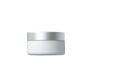 Cosmetic cream container presented with smooth surface, elegant minimal form, and detailed skincare packaging features isolated on white background