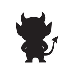 Cute Devil Monster silhouette vector flat illustration design on white background