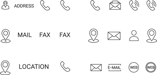 Hand drawn contact information icons set for business and personal use