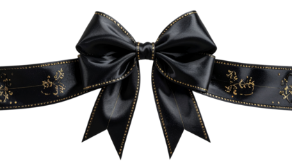 Bow isolated on white background, decorative ribbon bow illustration, gift wrapping and celebration accessory, festive decoration, elegant and colorful design PNG.