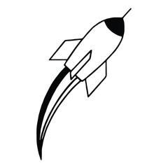 Retro Comic Book Style Rocket Launch Icon - Startup and Space Exploration Vector illustration