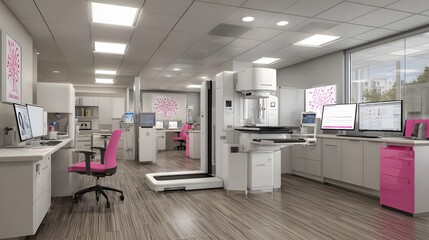 sterile mammogram area with organized workflow layout and imaging station