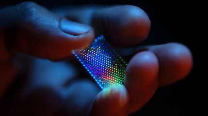 ultra modern nanotech therapeutic patch shown with glowing micro patterns