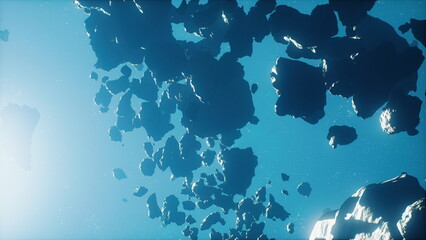 vast field of menacing space debris amidst a cosmic haze © icetray