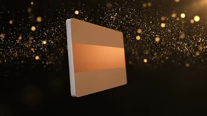 Luxury promotional voucher template design with elegant gold dust particles and dark background for commercial use