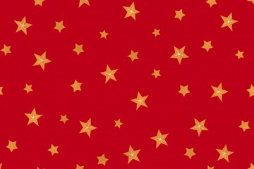 Red Background with Gold Star Pattern - Festive Holiday Texture