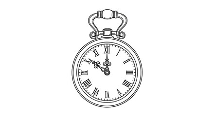 Vintage pocket watch with Roman numerals capturing timeless elegance and classic design, perfect for historical themes and vintage inspired projects