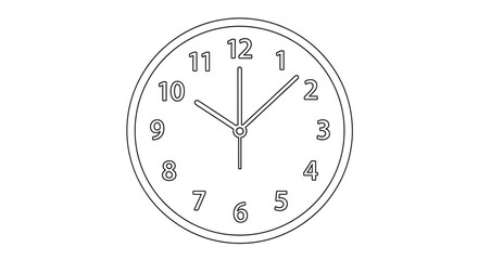 Learn to tell time with this clear clock face showing ten after twelve, perfect for educational materials and planning schedules in a simple design