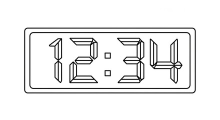 Check the time with this digital clock showing 12:34, a classic display perfect for design projects, educational materials, and time-telling themes