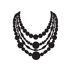 Retro Beads Necklace Clipart silhouette vector flat illustration design on white background
