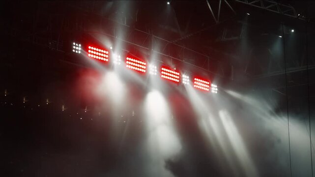Flashing scoreboard in night stadium