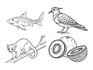 coloring page line art the animal black vector bundle