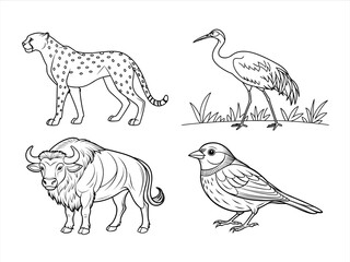 coloring page line art the animal black vector bundle