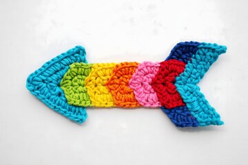 Rainbow Crochet Arc on White Background