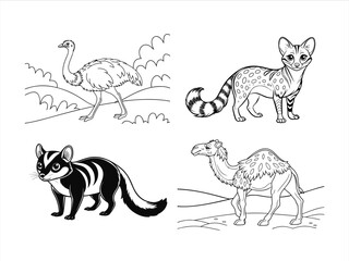 coloring page line art the animal black vector bundle