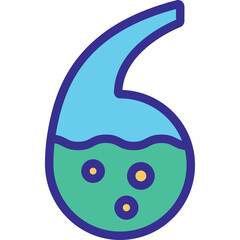 Abstract Graphic Element With Teardrop Shape And Bubbles Blue And Green Colors On Transparent Background Vector Illustration