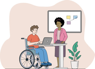 Inclusive Workplace Collaboration Illustration – Diversity & Accessibility Concept