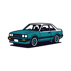 A retro sedan car icon logo flat vector design
