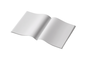 A Minimalistic Open Blank Book Captured in High Detail  isolated on transparent background , Highlighting Its Smooth Pages and Curved Edges