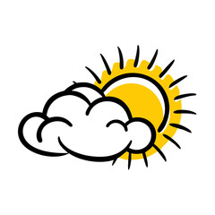 vector clip art sun behind cloud for web and graphic design