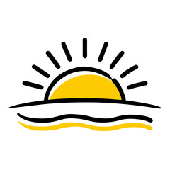 vector clip art sunset icon on white background for web and graphic design