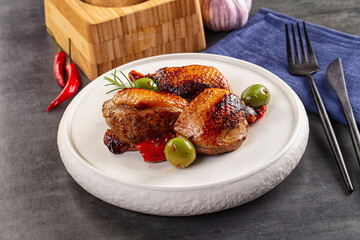 Roasted duck medallion with dry tomato