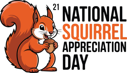 Cartoon squirrel holding acorn national squirrel appreciation day