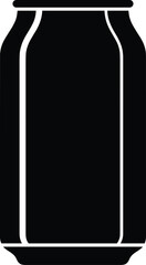 Vector Black Silhouette Icon of Standard Sized Aluminum Beverage Can for Carbonated Drinks, Soda, Beer, or Energy Drinks, Perfect for Packaging Mockup and Product Branding Design Isolated.