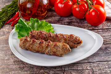 Grilled beef kebab minced meat