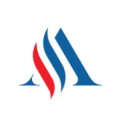 🅰️ Abstract Letter A Logo with Wavy Red and Blue Lines 