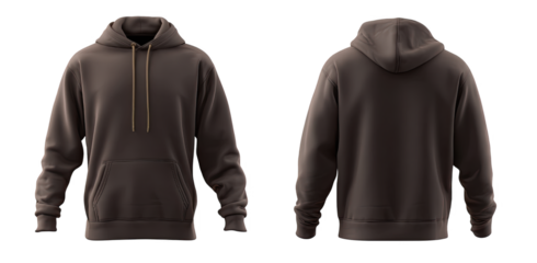 Stylish and Comfortable Brown Hoodie with Front Pocket and Adjustable Drawstring for Everyday Wear and Outdoor Activities isolated on transparent background 