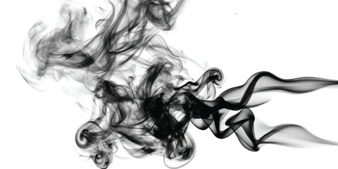 Dynamic abstract black smoke element on white background for design overlays