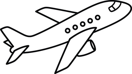 Simple airplane outline illustration for coloring books and educational materials