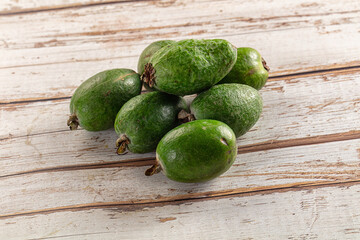 Fresh sweet juicy green feijoa fruit