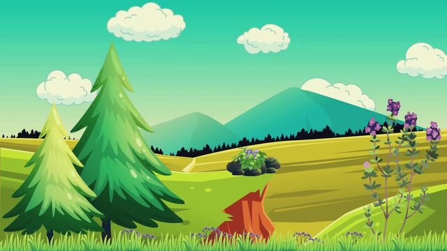 landscape with trees and mountains