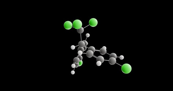DDT molecule, rotating 3D model of insecticide, looped video on a black background
