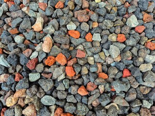 close-up view of a collection of small volcanic rocks